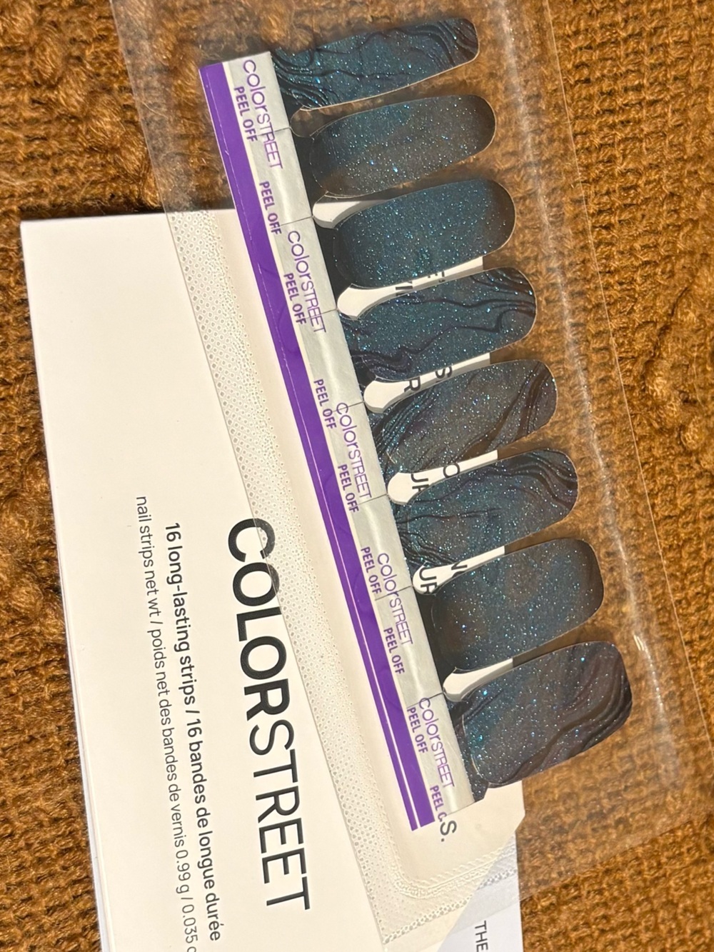 Color Street Teal Blue Shimmer Marble Nail Strips